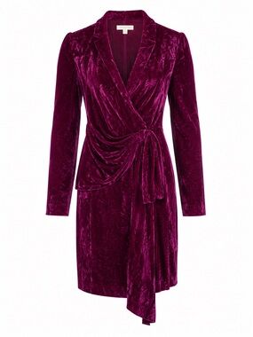 Shoshanna Caroline Fuschia Velvet Wrap Mini Dress